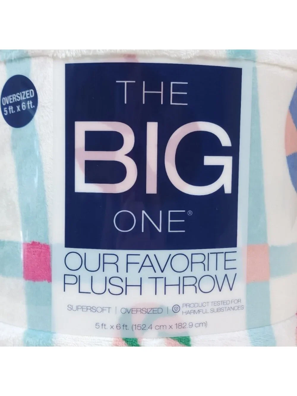 The Big One Oversized Plush Throw Blanket 5'x6' Candy Pattern Faux Fur Holiday